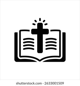 Icono negro del Vector para la biblia