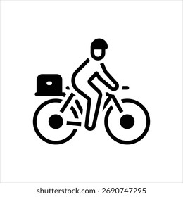 Icono negro del Vector para el viaje en bicicleta