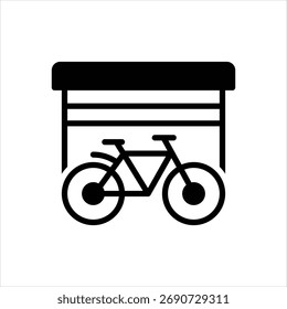 Icono negro del Vector para el almacenamiento de la bicicleta