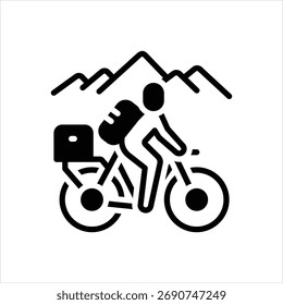 Vector black icon for bicycle trip