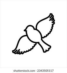 Vector black icon for bird, birdie