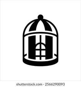 Vector black icon for bird cage