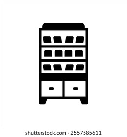 Vector black icon for bookshelf