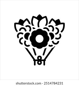 Vector black icon for bouquet flower