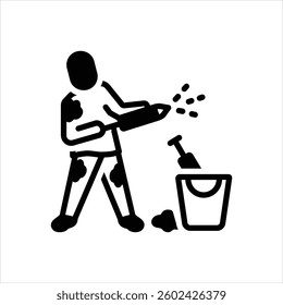 Vector black icon for boy playing holi