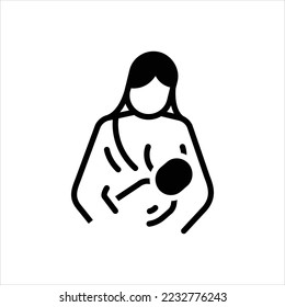 Vector black icon for breastfeeding