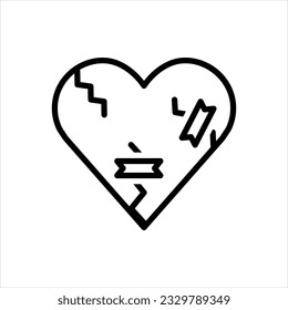 Vector black icon for broken heart