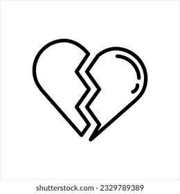 Vector black icon for broken heart