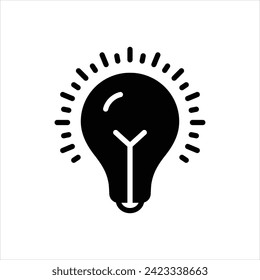 Vector black icon for bulb light