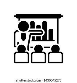 Vector black icon for business presentation with bars graphic