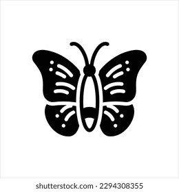 Vector black icon for butterfly