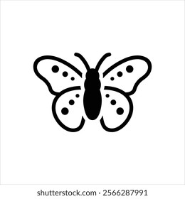 Vector black icon for butterfly