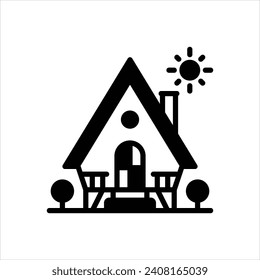 Vector black icon for cabin