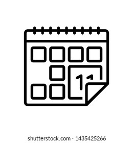 Vector black icon for calendar