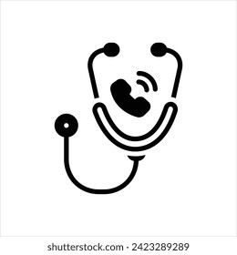 Vector black icon for call the doctor