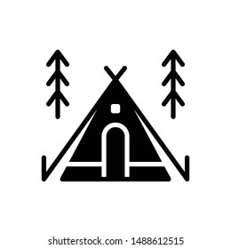 Vector black icon for camp