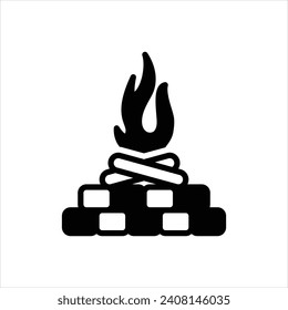 Vector black icon for campfire