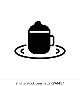 Ícone de vetor preto para cappuccino