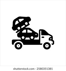Vector black icon for car carrier