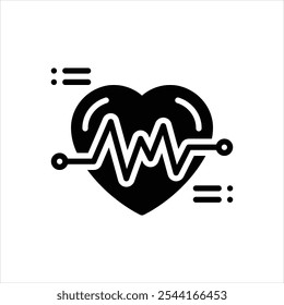 Vector black icon for cardiogram