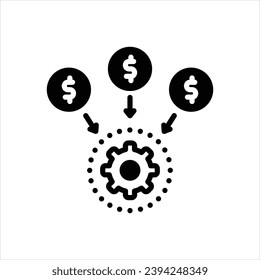 Vector black icon for cash flow