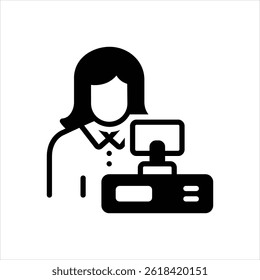 Vector black icon for cashier