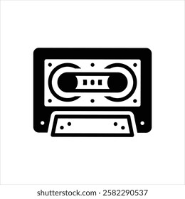 Vector black icon for cassette tape