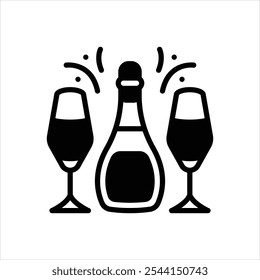 Vector black icon for champagne