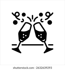 Schwarzes Vektorsymbol für Champagner