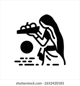 Ícone de preto vetorial para o puja chhath
