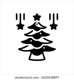 Vector black icon for christmas tree