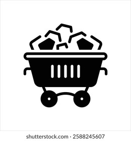 Vector black icon for coal mining