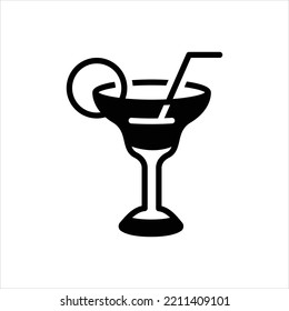 Vector black icon for cocktail