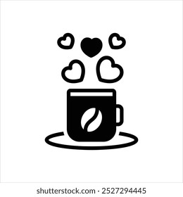 Vector black icon for coffee love