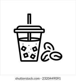 Vector black icon for cold coffee 