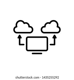 Vector black icon for computing cloud