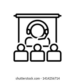 Vector black icon for consultation with audience