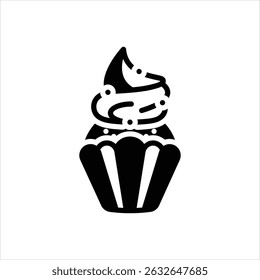 Vector black icon for cup cake