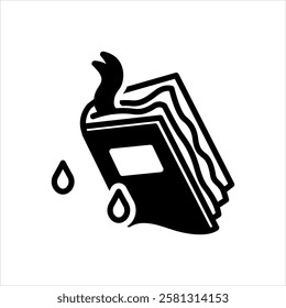 Vector black icon for damp book