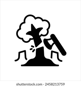 Vector black icon for deforestation