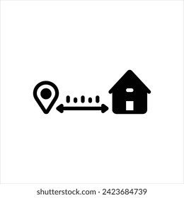 Vector black icon for distance