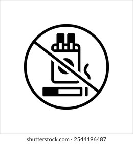 Ícone de vetor preto para não fumar