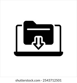 Vector black icon for download file