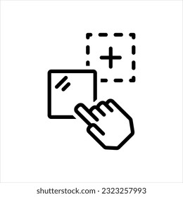 Icono negro del vector para arrastrar y soltar