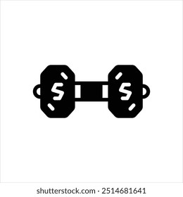 Vector black icon for dumbbell