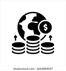 Icono negro del Vector para el impacto económico