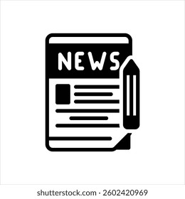 Vector black icon for editing of news