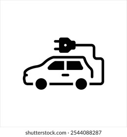 Ícone preto vetorial para carro elétrico
