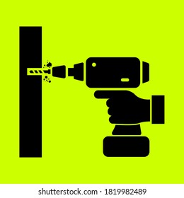 Vektorschwarz-Symbol-Elektrobohrer, Wandbohrer