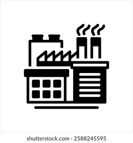 Vector black icon for factory building